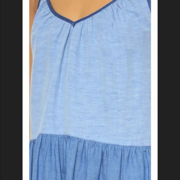 M.i.h. Jeans Blue Chambray Colorblock Sunset Three Tiered Sundress - Picture 4 of 10